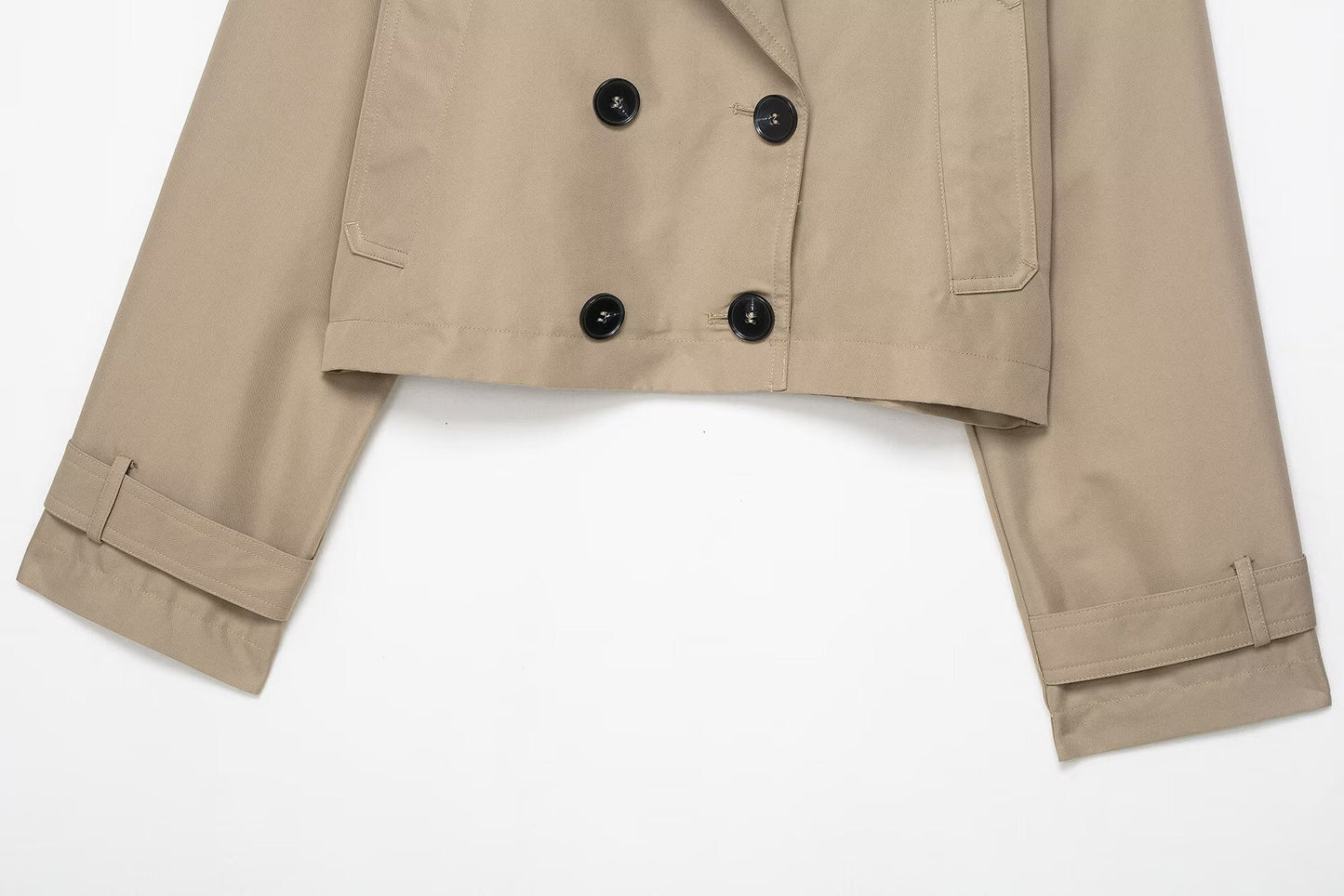 Casual Double Breasted Short Trench Coat - TayDiane