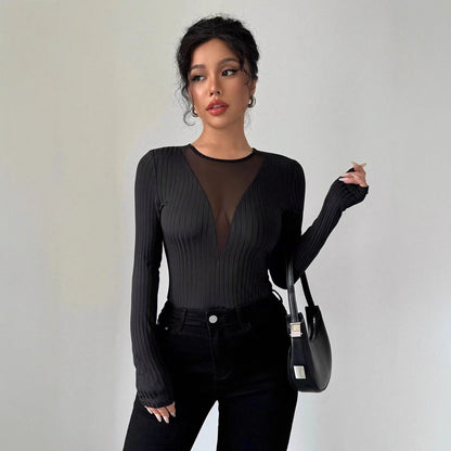 Casual Sheer Long Sleeve Top - TayDiane