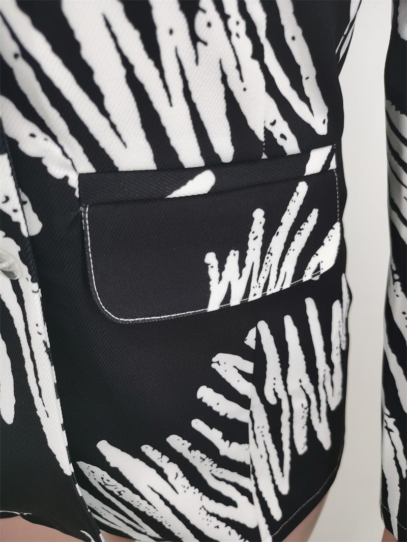 Casual Single Breasted Printed Blazer - TayDiane