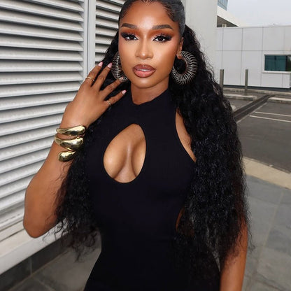 Casual Sports Women Clothing Office Hollow Out Cut .out out Tight Solid Color Jumpsuit Backless Low Waist Long Jumpsuit - TayDiane