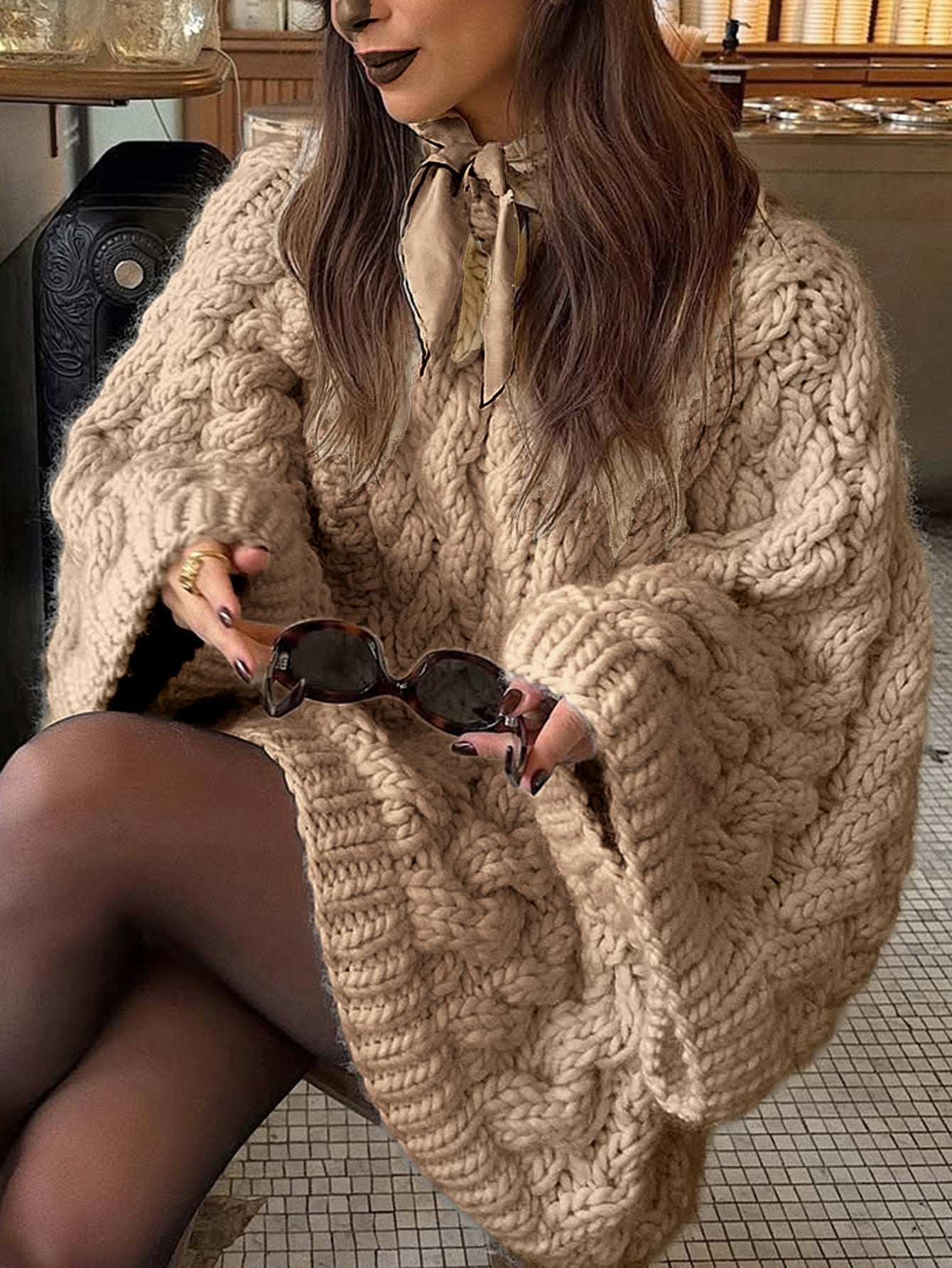 Casual Vacation Wool Long Sleeve Coat Sweater Women Clothing Autumn Winter - TayDiane