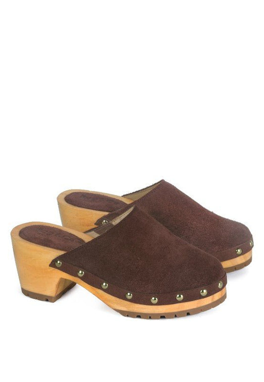 Cedrus Fine Suede Studded Clog Mules - TayDiane