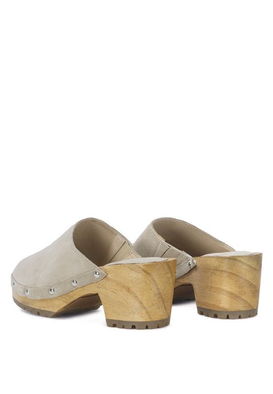 Cedrus Fine Suede Studded Clog Mules - TayDiane