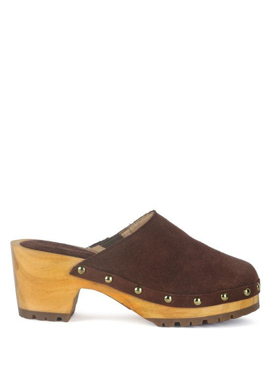 Cedrus Fine Suede Studded Clog Mules - TayDiane