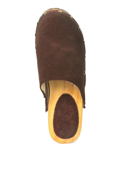 Cedrus Fine Suede Studded Clog Mules - TayDiane