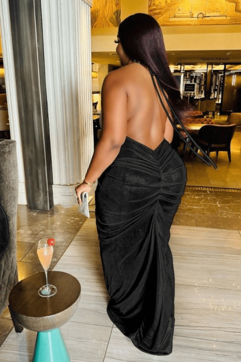 Celeste Satin Halter Ruched Maxi Dress - TayDiane