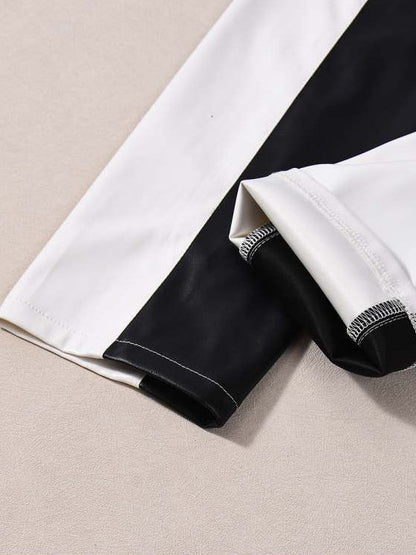 Chic Color - Block Cropped Moto Jacket - TayDiane