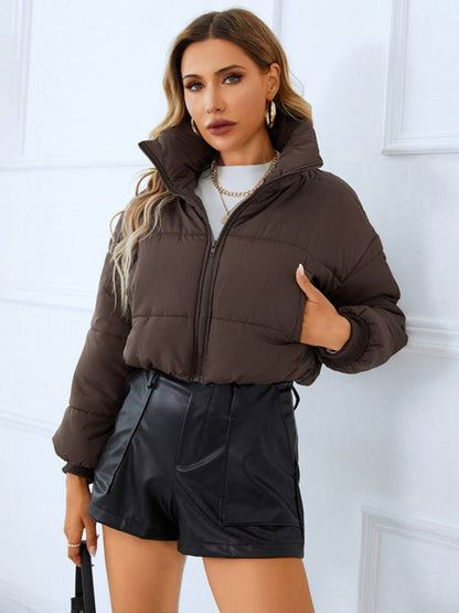 Chic Cropped Puffer Jacket - TayDiane