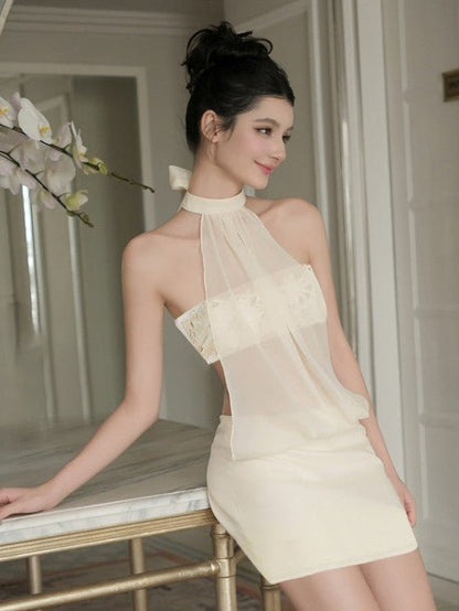 Chic Halter Neck Mini Dress - Taydiane