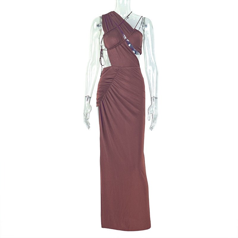 Chic One - Shoulder Asymmetric Maxi Dress - TayDiane