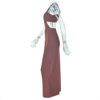Chic One - Shoulder Asymmetric Maxi Dress - TayDiane