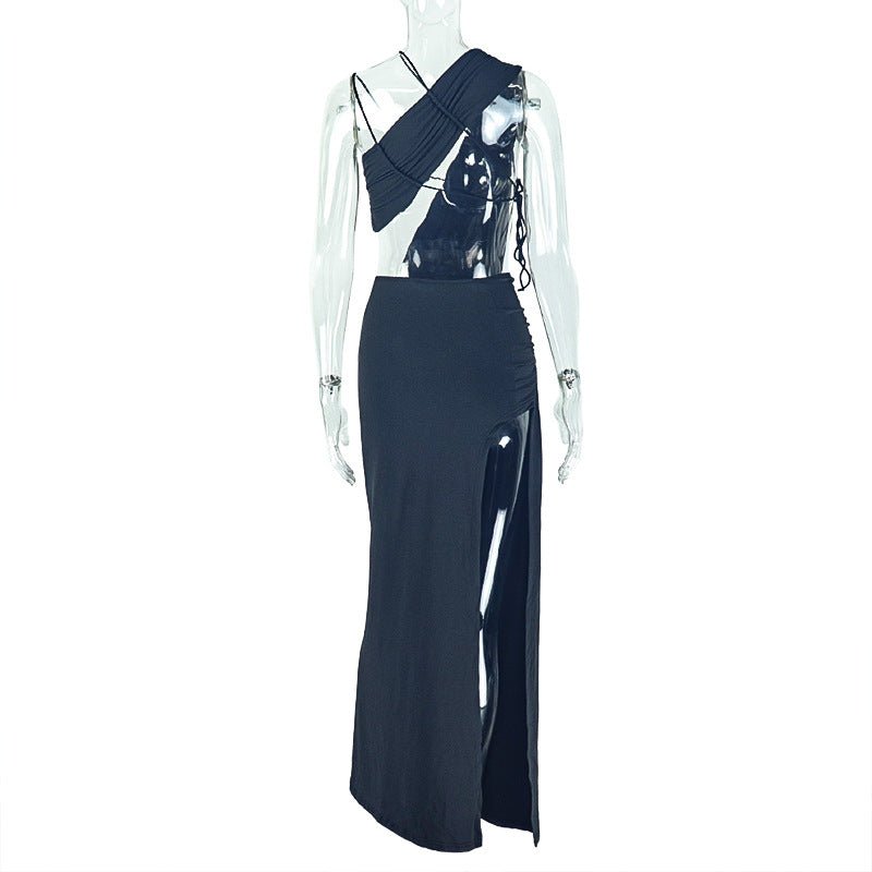 Chic One - Shoulder Asymmetric Maxi Dress - TayDiane