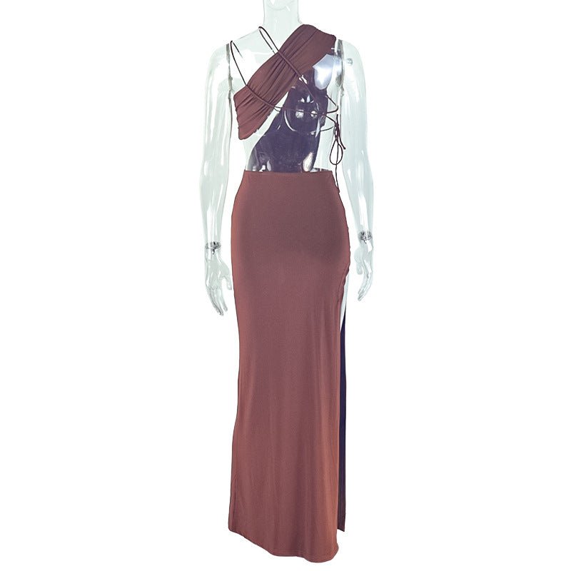 Chic One - Shoulder Asymmetric Maxi Dress - TayDiane
