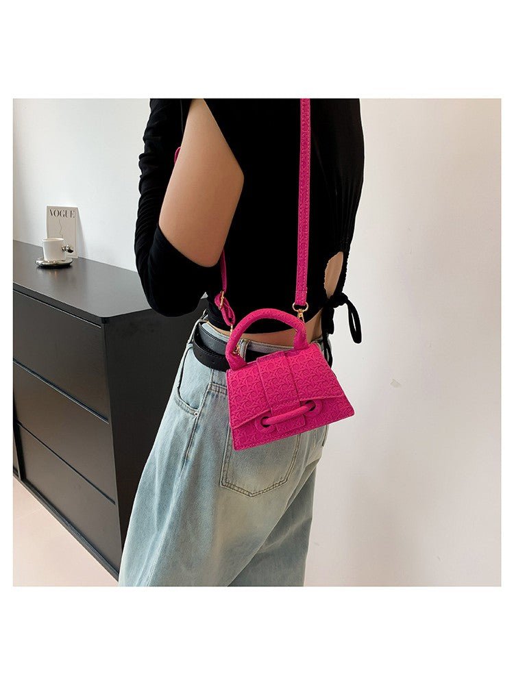 Chic Textured Mini Top Handle Crossbody Bag - Taydiane