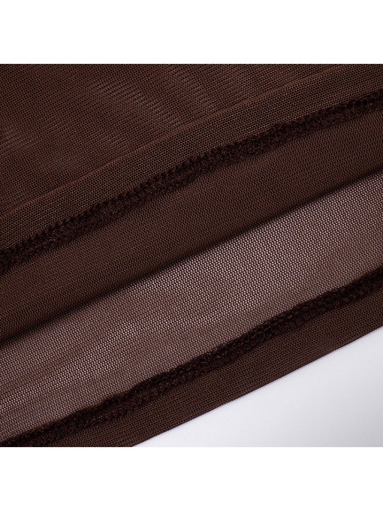 Chocolate Wrap Cropped Mesh Set - TayDiane