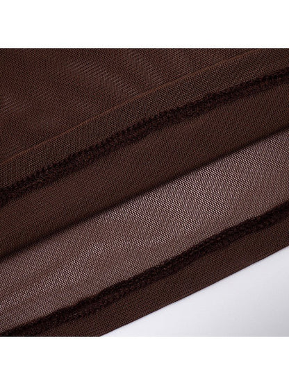 Chocolate Wrap Cropped Mesh Set - TayDiane