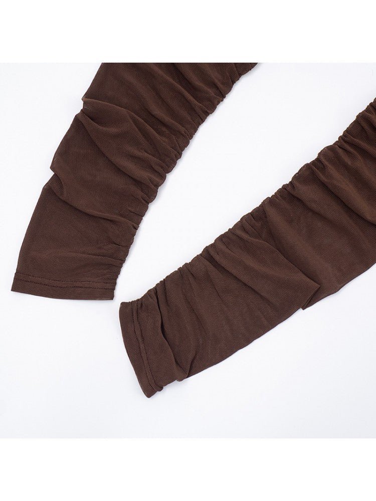 Chocolate Wrap Cropped Mesh Set - TayDiane