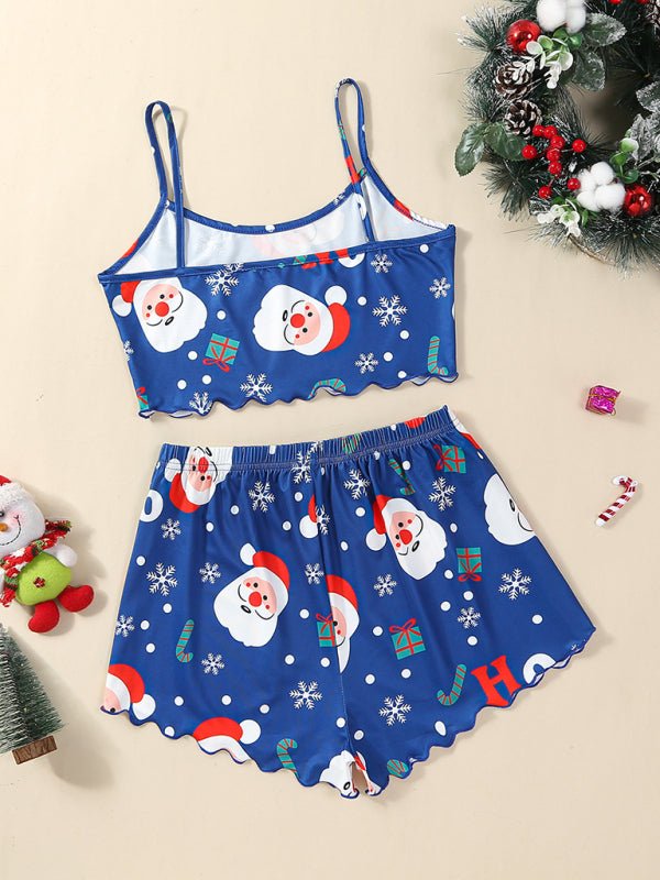 Christmas Alphabet Santa Claus Printed Two Piece Loungewear Set - TayDiane