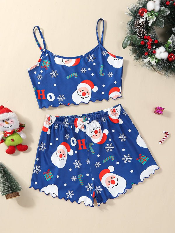 Christmas Alphabet Santa Claus Printed Two Piece Loungewear Set - TayDiane