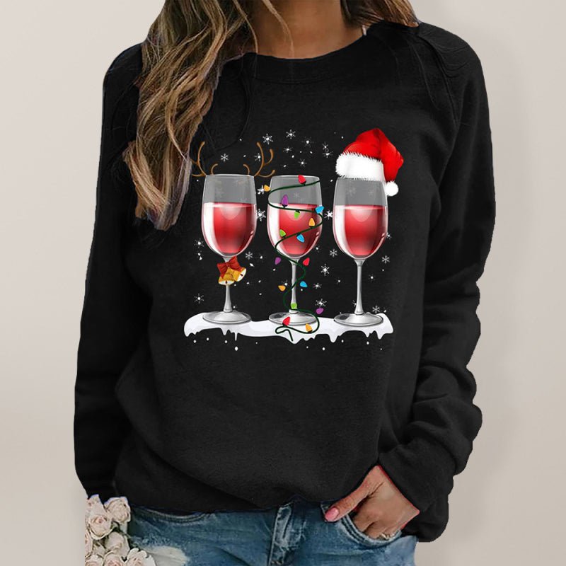 Christmas Wine Glass Sweatshirt - TayDiane