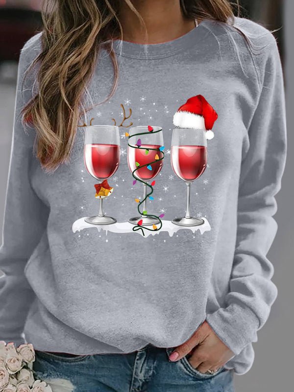 Christmas Wine Glass Sweatshirt - TayDiane