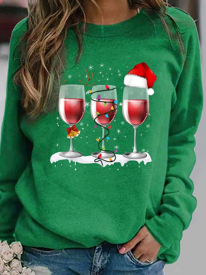 Christmas Wine Glass Sweatshirt - TayDiane