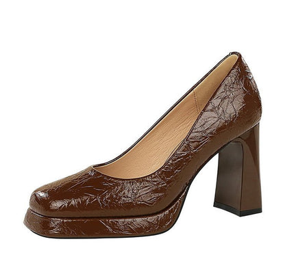 Classic Textured Block - Heel Pumps - TayDiane