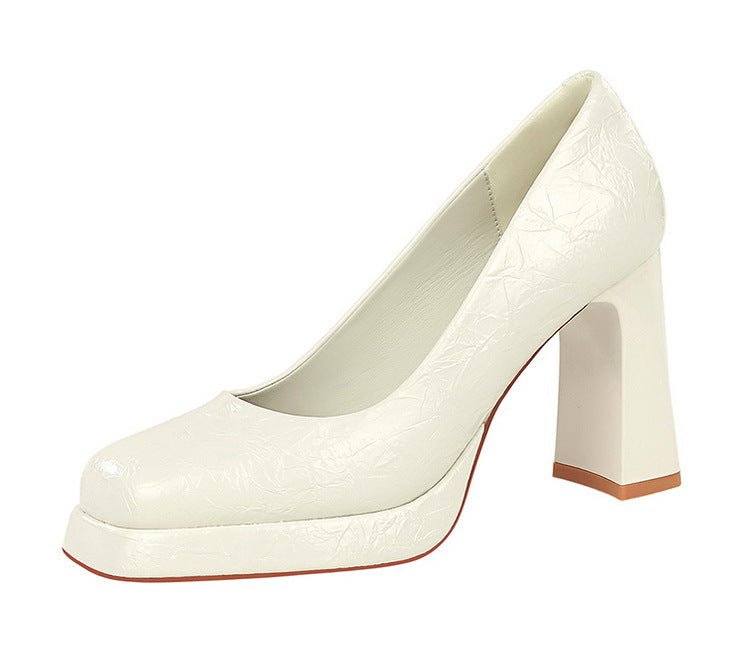 Classic Textured Block - Heel Pumps - TayDiane