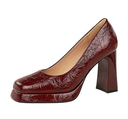 Classic Textured Block - Heel Pumps - TayDiane