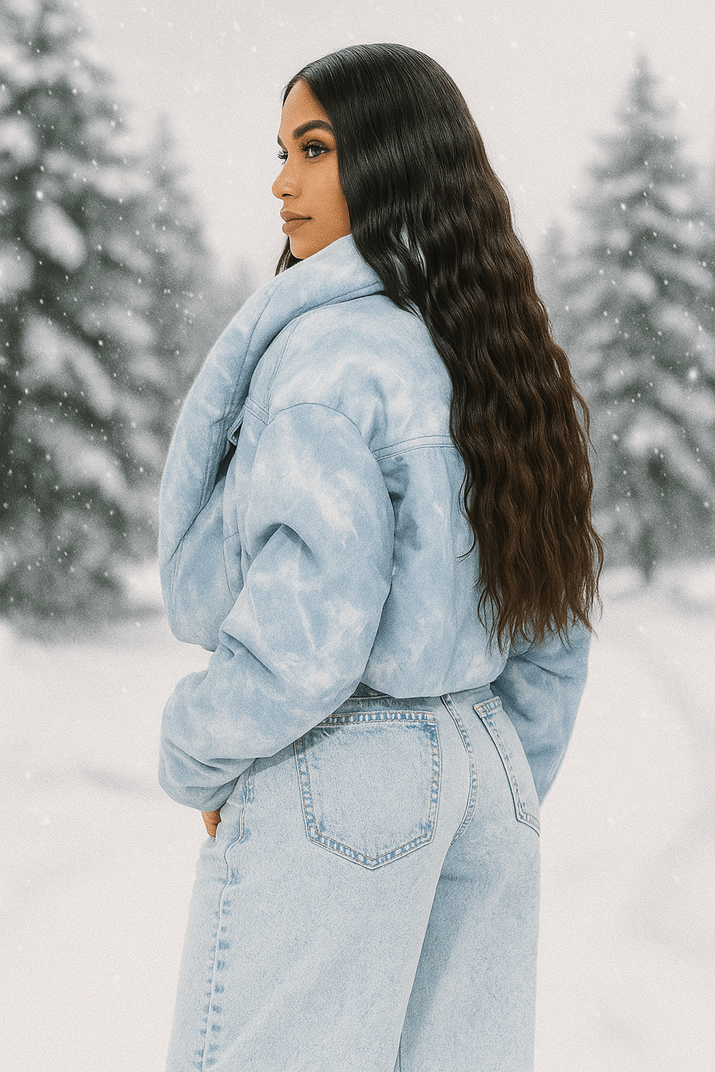 Cloud Blue Winter Puffer Jacket - TayDiane