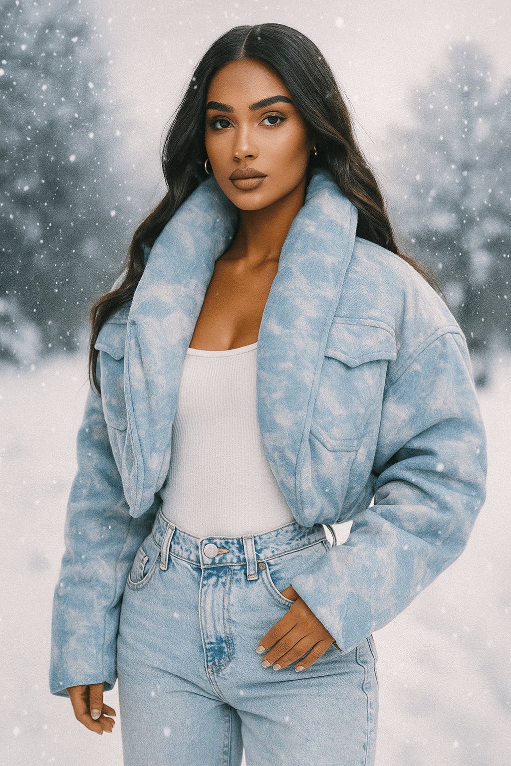 Cloud Blue Winter Puffer Jacket - TayDiane