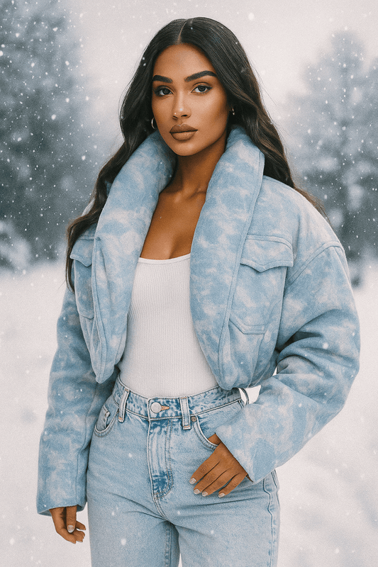 Cloud Blue Winter Puffer Jacket - TayDiane