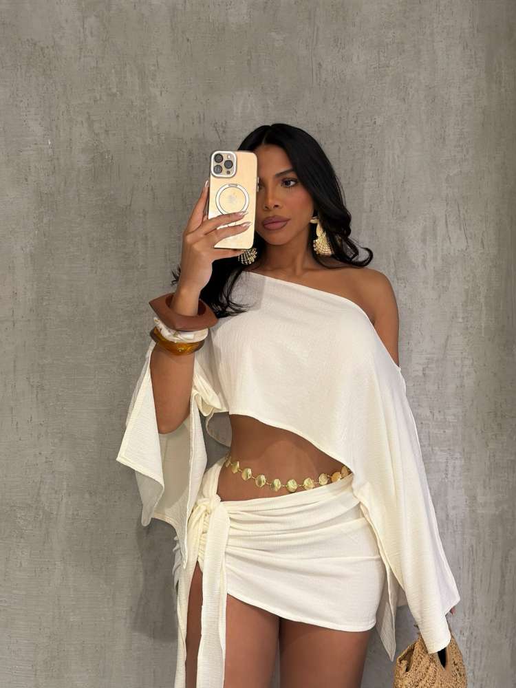 Coastal Muse Draped Skirt Set - Taydiane