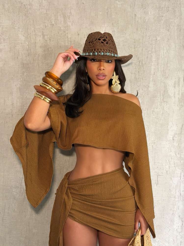 Coastal Muse Draped Skirt Set - Taydiane