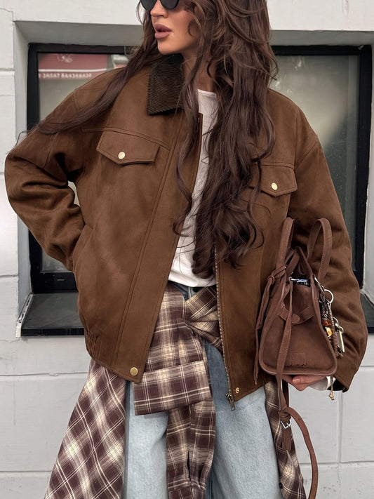 Coffee Break Oversized Jacket - Taydiane