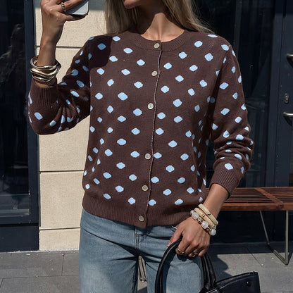 Coffee Break Polka Dot Cardigan - Taydiane