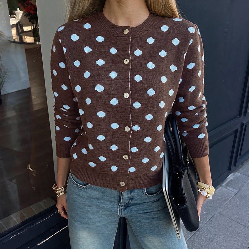 Coffee Break Polka Dot Cardigan - Taydiane