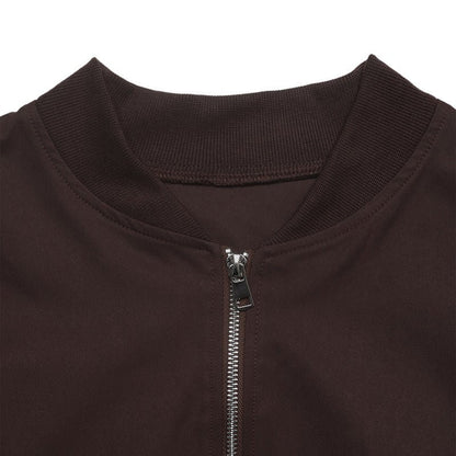 Coffee Brown Bomber Jacket - Taydiane