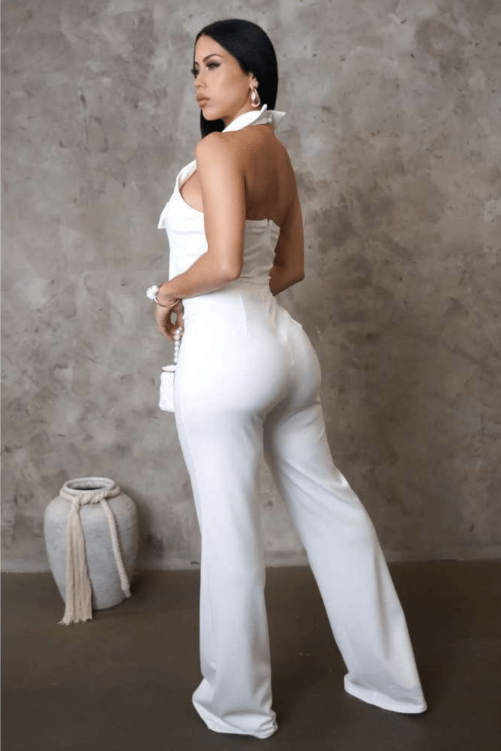 Color Block Bow Halter Jumpsuit - TayDiane