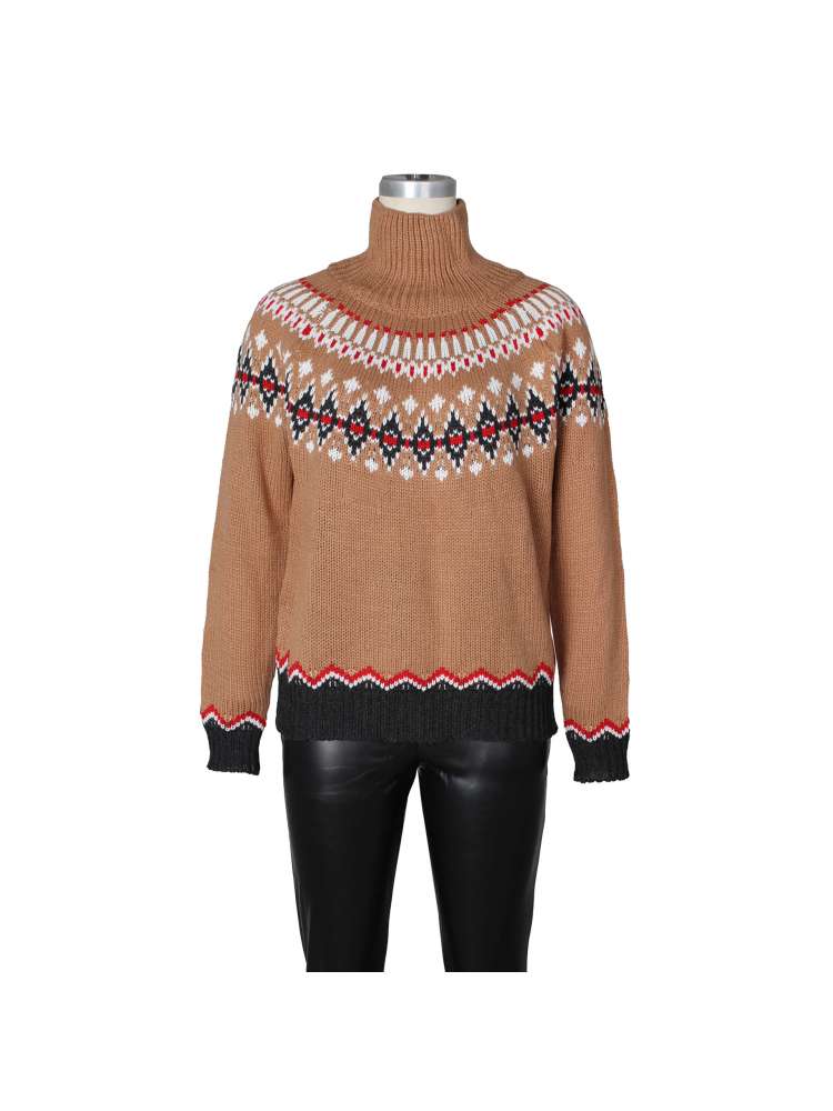 Colorblock High - Neck Winter Knit Sweater - TayDiane