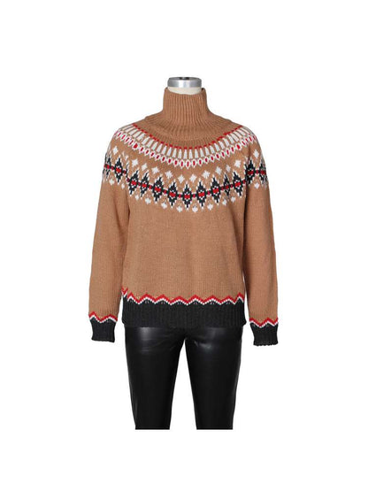 Colorblock High - Neck Winter Knit Sweater - TayDiane