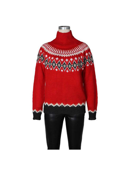 Colorblock High - Neck Winter Knit Sweater - TayDiane