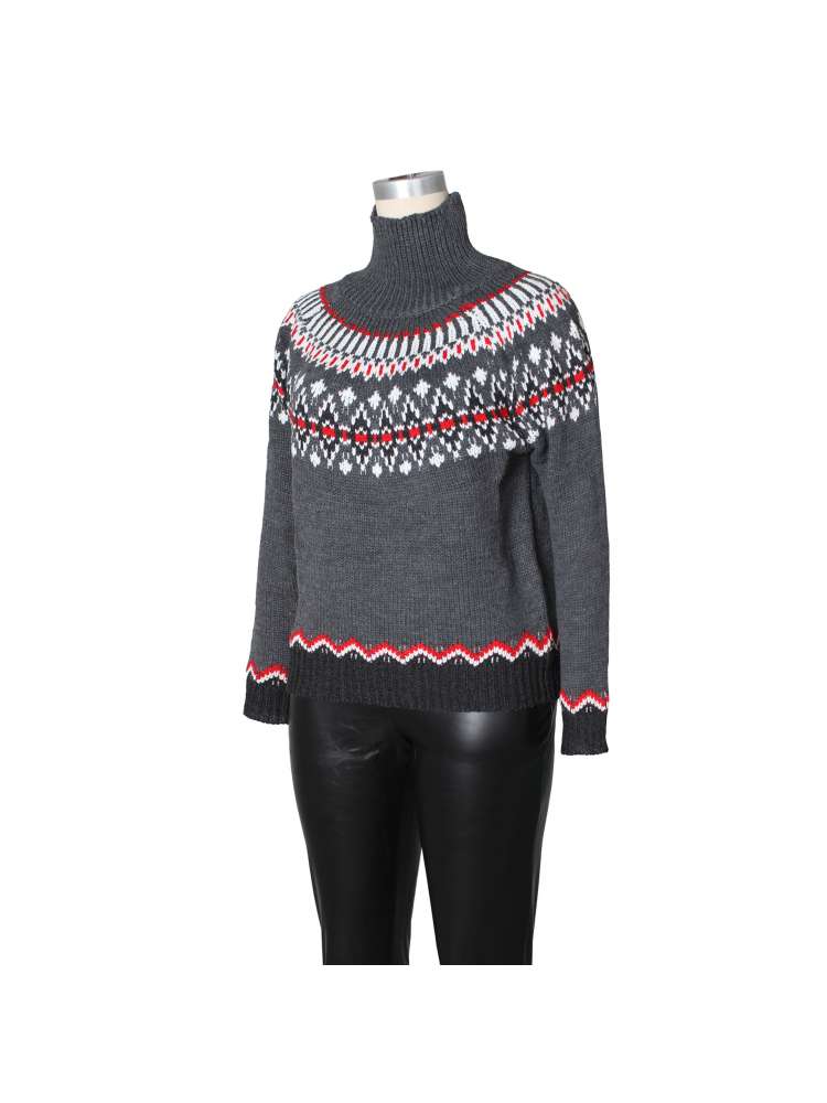 Colorblock High - Neck Winter Knit Sweater - TayDiane