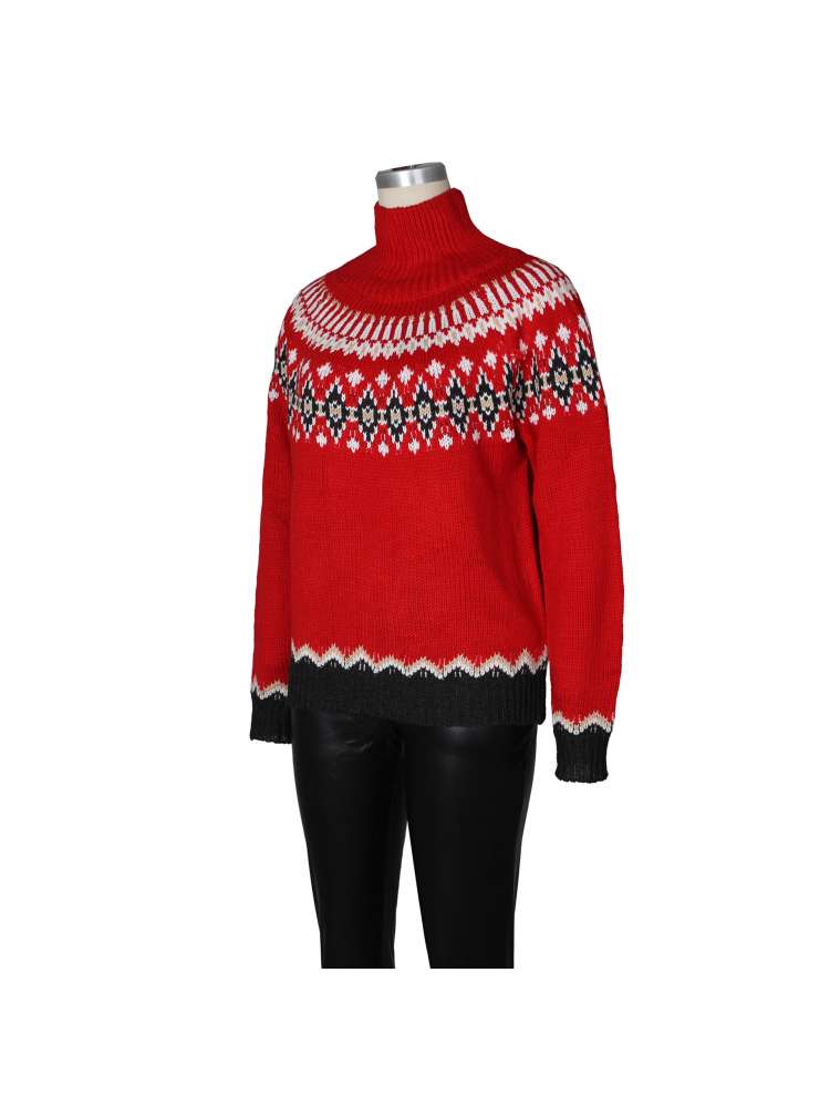 Colorblock High - Neck Winter Knit Sweater - TayDiane