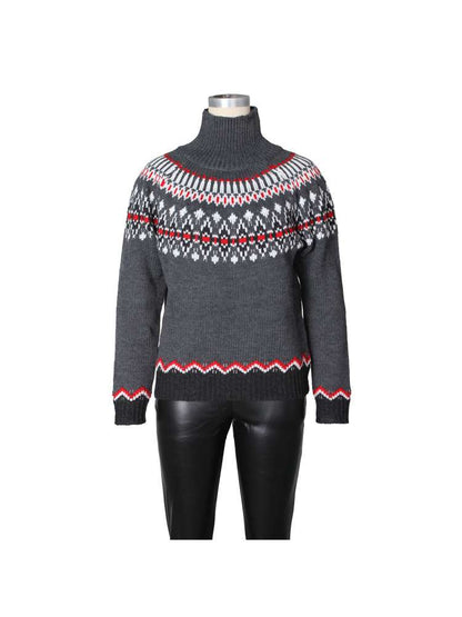 Colorblock High - Neck Winter Knit Sweater - TayDiane