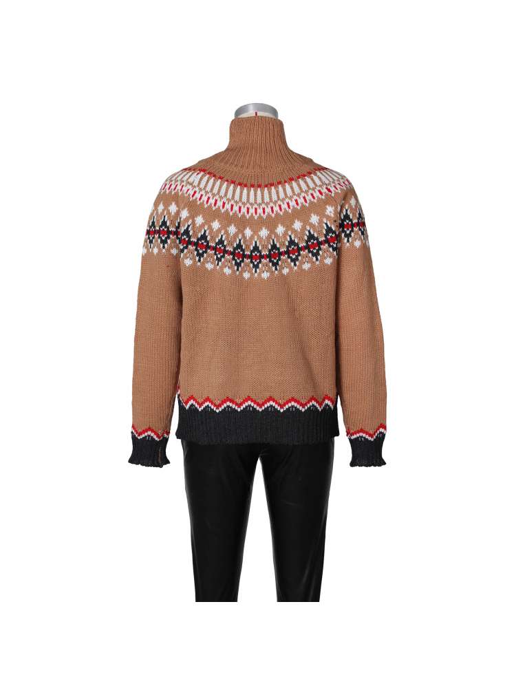 Colorblock High - Neck Winter Knit Sweater - TayDiane