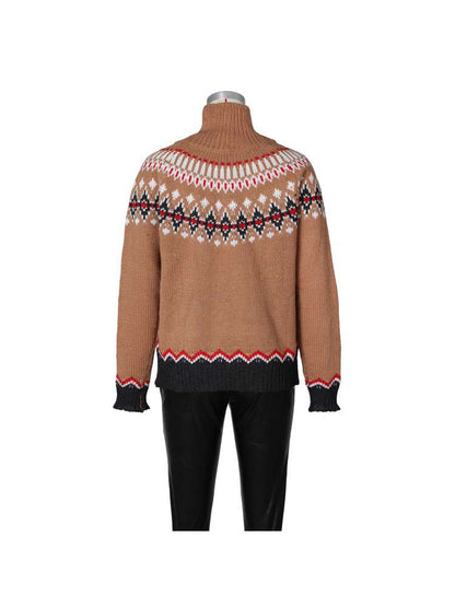 Colorblock High - Neck Winter Knit Sweater - TayDiane