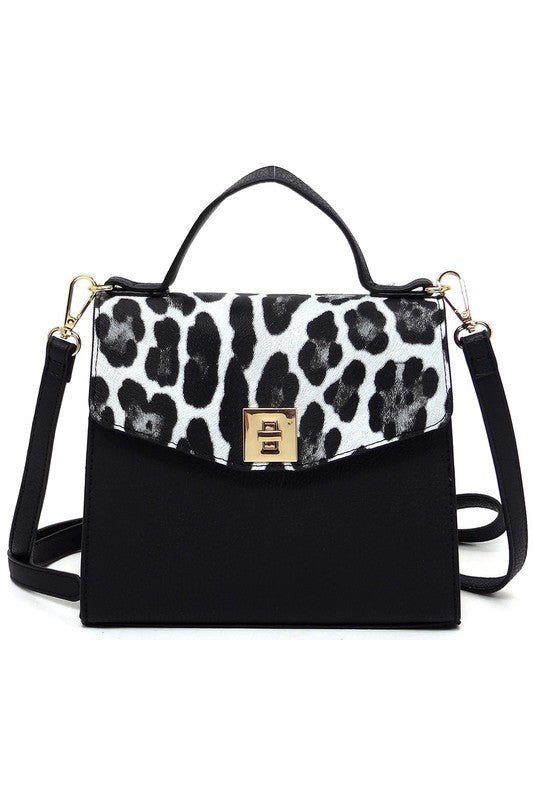 Colorblock Twist Lock Flap Satchel - TayDiane