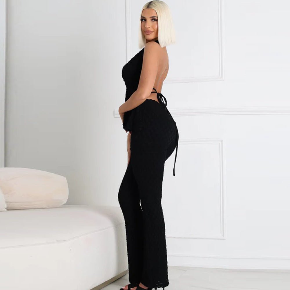 Comfortable White Halter Pants Set - TayDiane