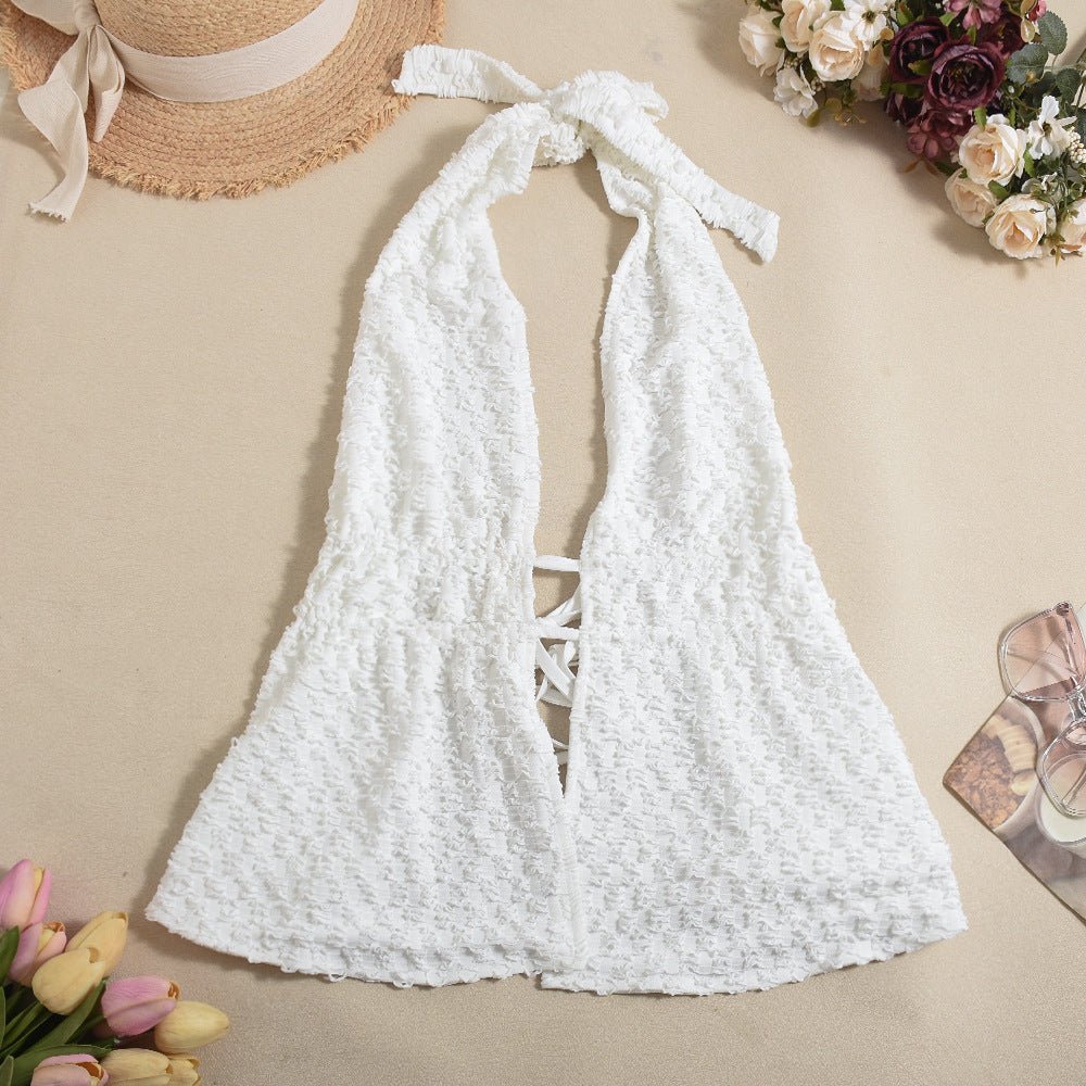 Comfortable White Halter Pants Set - TayDiane